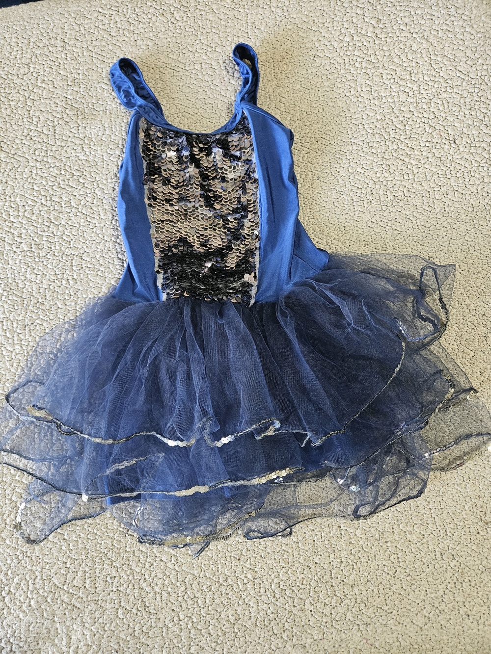 Girls Navy Sequin Tulle Party Dress Size 6/7